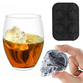 

Silicone 4 Grids Ice Tray 3D Skull Shape Ice Cube Mold Mold Chocolate Maker Bar Gift Tools Cream Tools Party Halloween Ice X8N6
