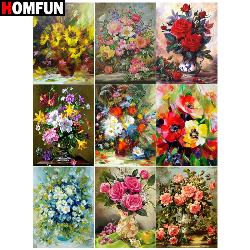 HOMFUN Full Square/Round Drill 5D DIY Diamond Painting &quotFlower vase&quot 3D Embroidery Cross Stitch Home Decor Gift BK001 | Дом и сад