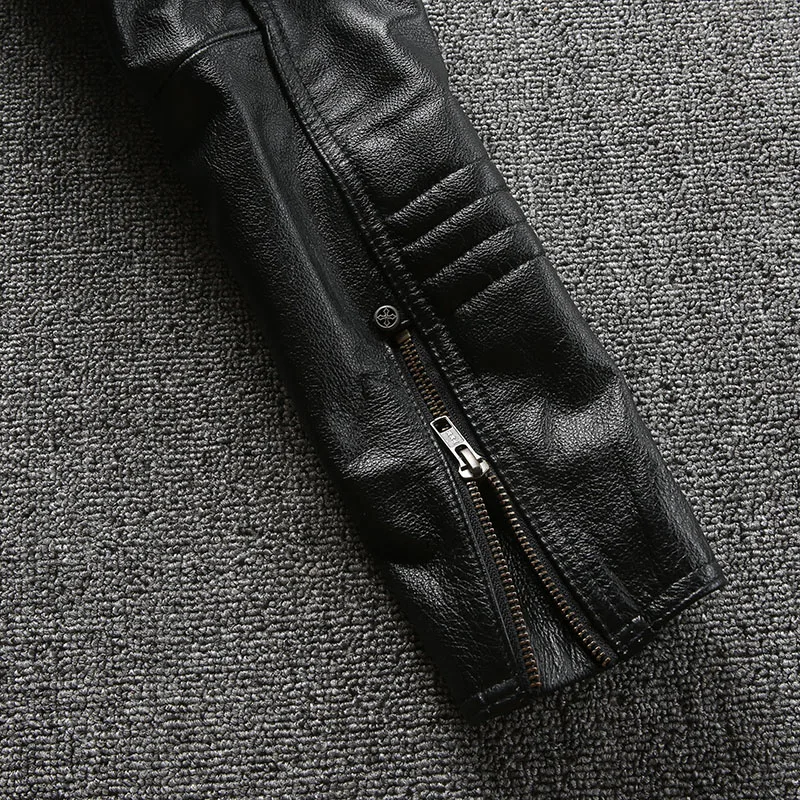 90% OFF AFF6 Read Description! Asian size rider jacket mens leather jacket man's genuine cowhide embroidery skull leather jacket