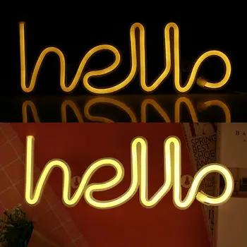 

LED Neon Light Neon Light Neon Sign Light Cute Creative Fashion USB Battery Hello Alphabet Photography Wedding Decor
