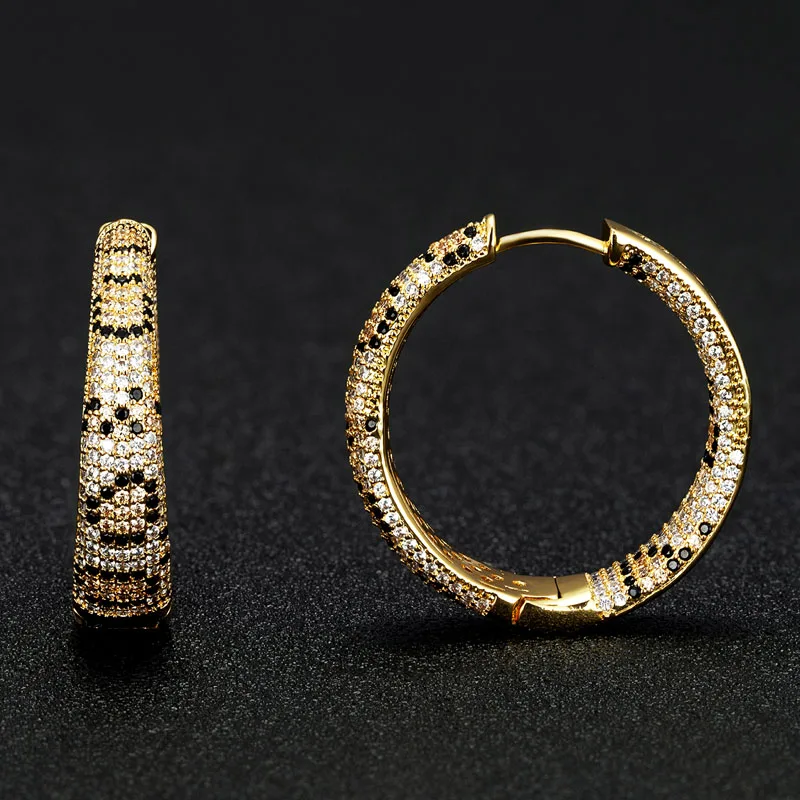 Zlxgirl Classice full mirco paved zircon round wedding earrings jewelry high quality womens bridal ears piercings brinco gifts