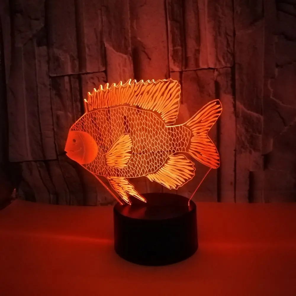 3D моделирование, светодиодный ночник, 7 цветов, меняющая атмосферу рыбы, абстрактная настольная лампа, домашний декор для спальни, детское освещение для сна, подарки