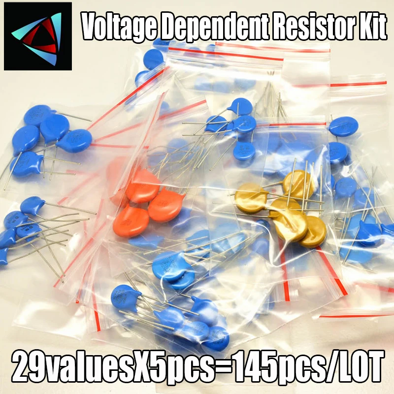 29valuesx5 шт. = 145 VDR 07D 10D 14D 20D набор варисторных резисторов | Электронные компоненты и