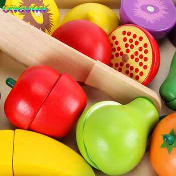 

Children Play House Montessori Toy Kids Toys Educational Cutting Fruits/ Vegetable/Dessert Set Wooden Toys Play Food Kitchen