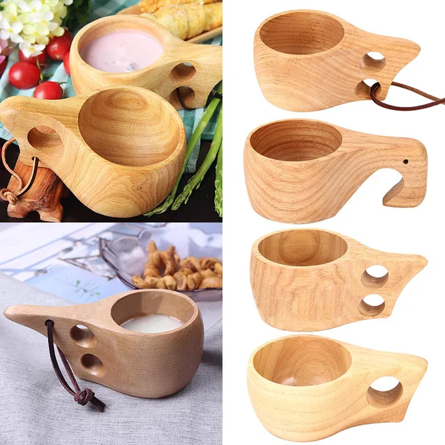 Mochiglory Wooden Cup Camping Cup Nordic Style Handmade Natural, Portable  Wood Mug Drinking Cup for Coffee, Tea and Milk