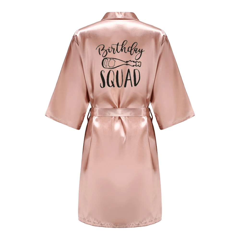 Birthday Queen&Squad Party Robe Satin Women Princess Favor Ladies Dressing Gift kimono women sleepwear silk robe