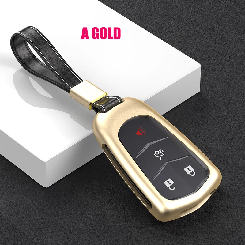 A GOLD Алюминиевый сплав авто ключ оболочки держатель автомобиля Аксессуары дистанционного ключа чехол для Cadillac ATS-L CT6 CTS XTS XT5 SRX Escalade - Название цвета: A GOLD
