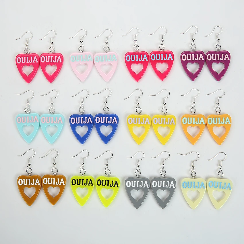 

1pair Resin Ouija Drop Earrings Heart-shape Earrings Multicolor Crafts for women Girls Teens Jewelry