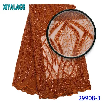 

African Lace Fabric 2019 High Quality Lace Sequins Lace Fabric Embroidery African French Net Tulle Lace For Party Wedding 2990b