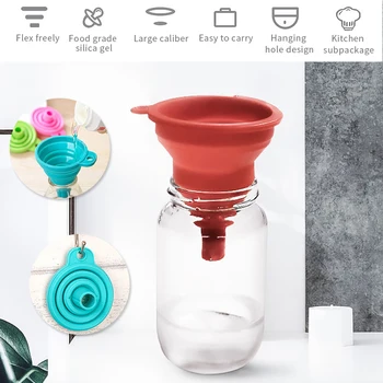 

High Quality Food Grade Silicone Gel Folding Funnel Folding Telescopic Long Neck Funnel Liquid Filling Kitchen Tools