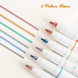 Stylo Gel à ligne bicolore créative, 3 pièces, pour dessin artistique, Graffiti, marqueur de lecture pour étudiant, fournitures de papeterie pour Journal intime, DIY bricolage 