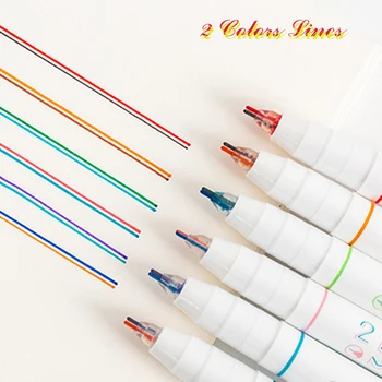 

6Pcs/box Creative Two-color Line Gel Pen Art Drawing Graffiti Pen Student Reading Marker DIY Diary Journal Stationery Supplies
