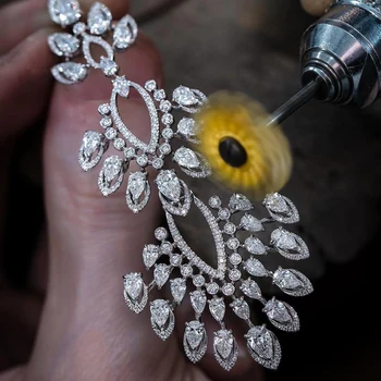 

Jimbora Trendy Charm Shiny Cubic Zirconia Firework Dangle Earrings Jewelry Wedding Engagement Earrings For Women Bridal Gift