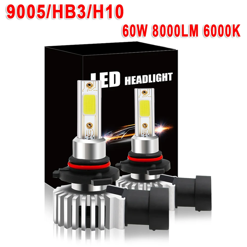 H10 9005 Мини Автомобильный светодиодный фары свет 6000K 8000LM 60W лампы водостойкие лампы