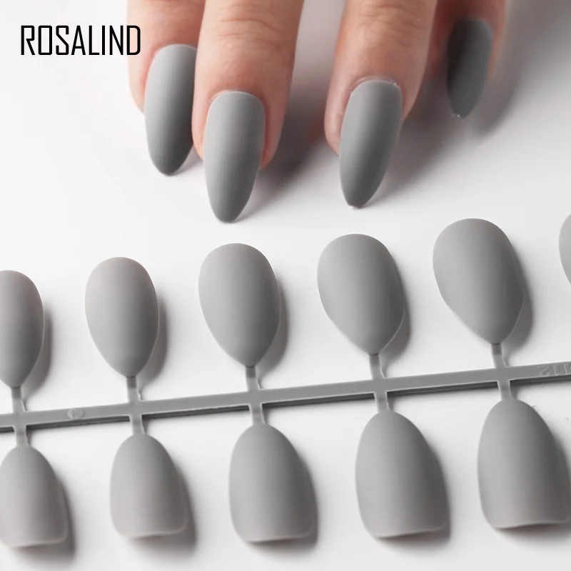ROSALIND поддельные ногти матовые накладные ногти 24 шт Съемные советы для наращивания ногтей Маникюр Искусство нажмите на поддельные накладные ногти - Цвет: N5284-10