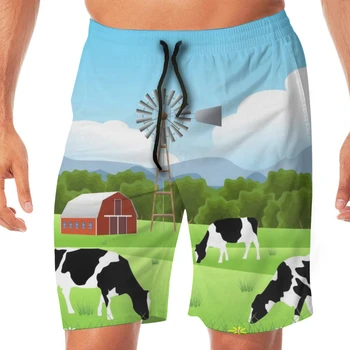 

Farm Scene Mens Swimsuit Swimwear Men Swimming Shorts Beach Short Sports Suits Surf Board Swim Trunks beachwear
