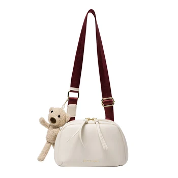

crossbody bags for women 2020 Fashion solid color PU leather Bear Pendant women Shoulder Messenger Bag bolsos para mujer