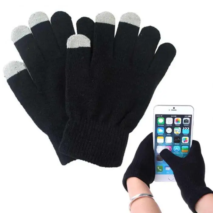 

Black Color Unisex Winter Warm Capacitive Knit Gloves Hand Warmer for Touch Screen Smart Phone