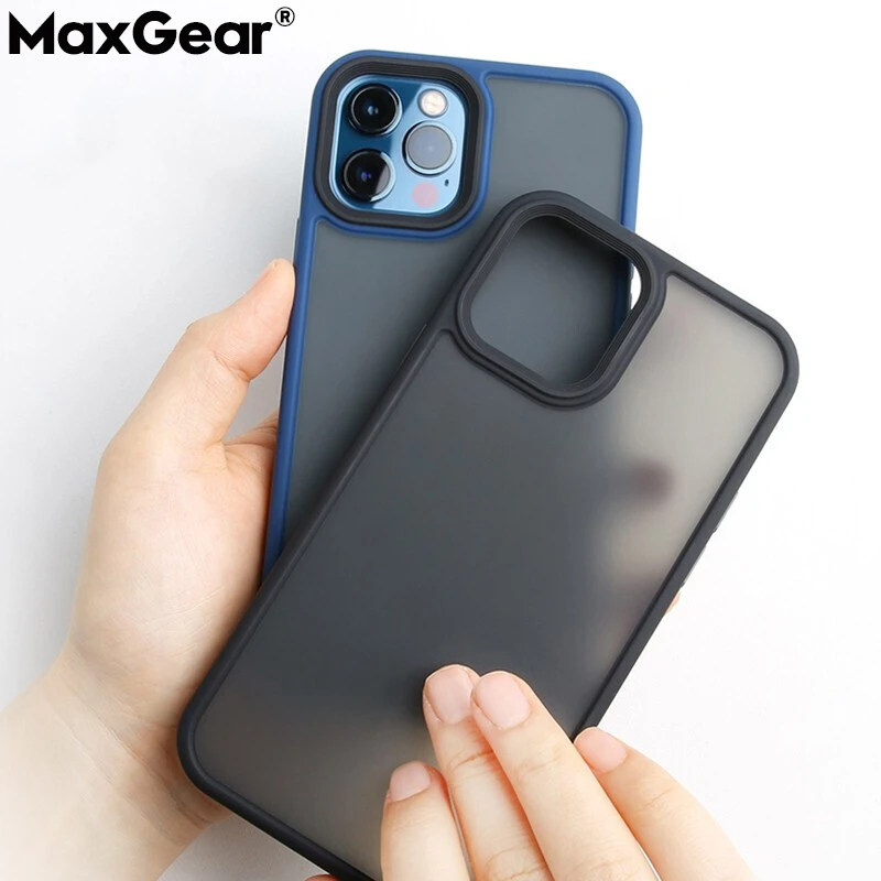 Shockproof Bumper Hard Matte Case For iPhone 13 12 11 Pro Max Mini X S XR 7 8 Plus SE2 Camera Protection Frame Transparent Cover iphone 11 Pro Max  case