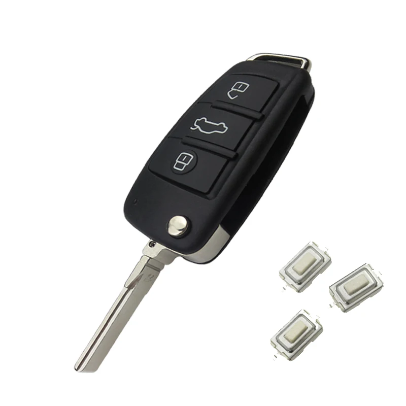 OkeyTech 3 кнопки откидной складной авто корпус для дистанционного ключа оболочка Uncut Blade для Audi A6 A2 A3 A4 A6L A8 TT без логотипа - Цвет: Type B