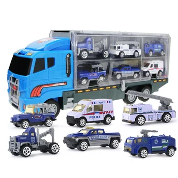 

Puzzle Big Truck Children's Toy Storage Alloy Car Fire Truck Engineering Car Set Police Car Land Chariot Male
