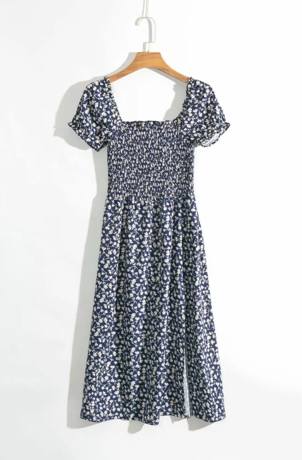 DR4338 navy N457 Bazaleas праздничное эластичное бюст vestidos шикарное кремовое платье миди с цветочным принтом элегантное шифоновое платье для женщин - Цвет: DR4338 navy N457