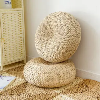 

Tatami Cushion Floor Cushions Meditation Yoga Round Mat Home Bedroom Chair Cushion Natural Straw Weaving Pad