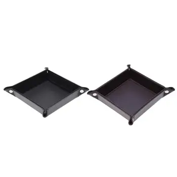 

PU Leather Change Disk Desktop Key Storage Box Small Tray Holder Container