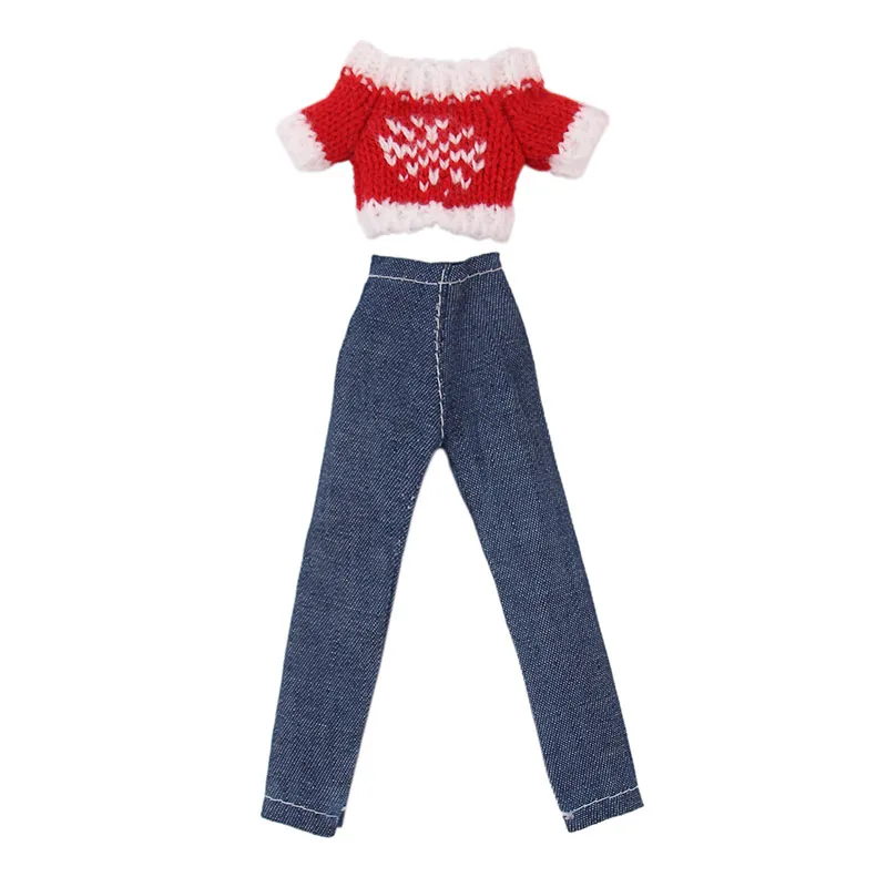 Комплект одежды для куклы = 1 свитер+ 1 джинсы+ 1 Обувь для BJD 30 см 1/6 аксессуары для куклы Blyth поколение подарок на Рождество и день рождения для девочки - Цвет: b16