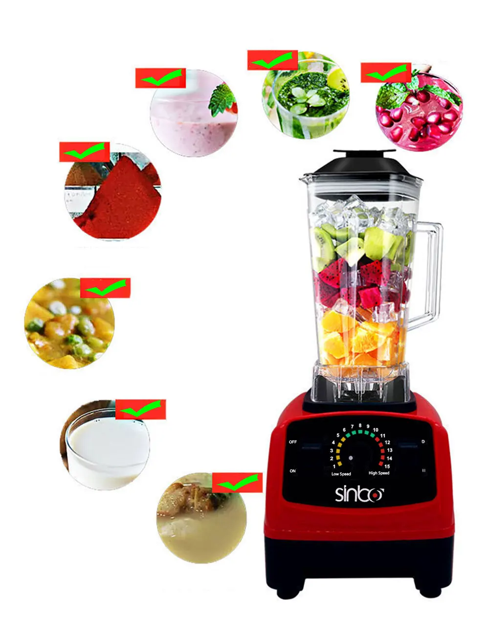 2200W Heavy Duty Professional Blender Mixer Juicer High Power Fruit Food Processor Ice Smoothie