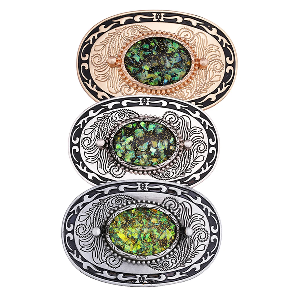 Classic Western Oval Belt Buckle Hip-Hop Carved Belt Buckle For Leather Belts