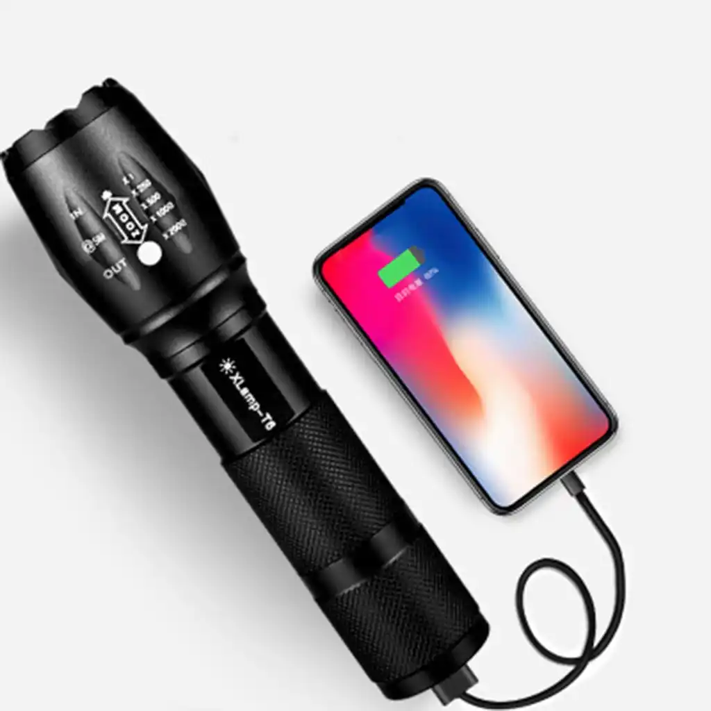 Mini Rechargeable Waterproof LED Light USB Flashlight Lamp Zoom Telescopic NEW