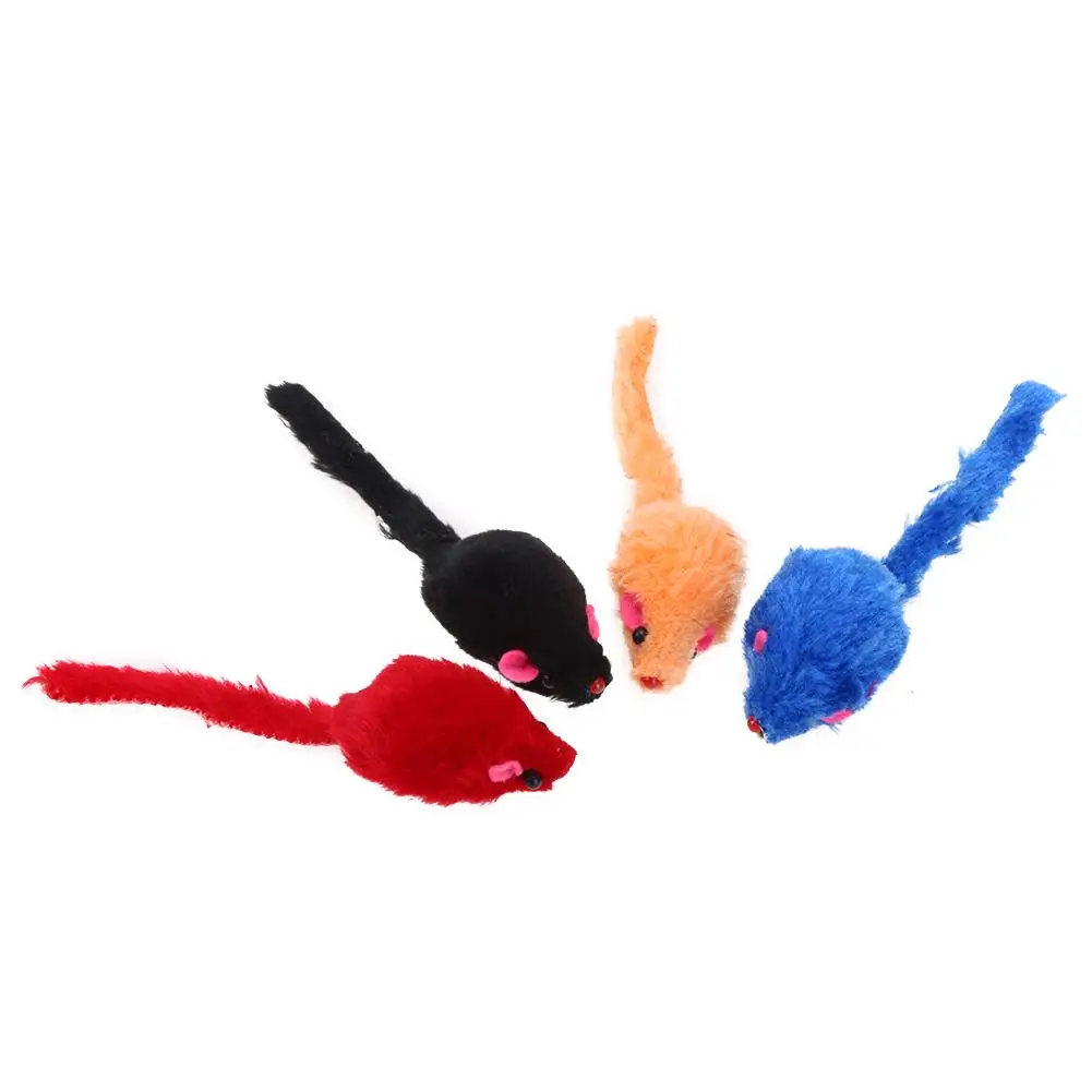 10pcs Pet Cat Toys False Mouse Mini Funny Playing Toys for Cats with Colorful Feather Plush Mini Mouse Toys Pet Supplies