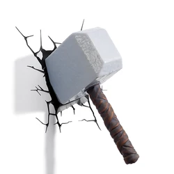 Acecorner Thor Hammer Lightning Superhero 3D Creative Sticker LED Wall Lamp Avengers Marvel Night Light for Christmas Kids Gift