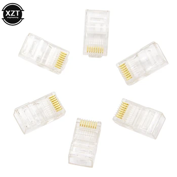 

Wholesale 50 100 pcs Cat5 RJ45 RJ 45 Connector plug 8P8C Modular Ethernet Cable Head Plug Gold-plated Cat 5e Crimp Network