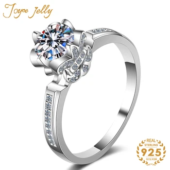 

JoyceJelly Trendy Women Jewelry Ring 4 Claws 925 Sterling Silver Wedding Rings Simple Moissanites Fine Party Gift Wholesale 2020