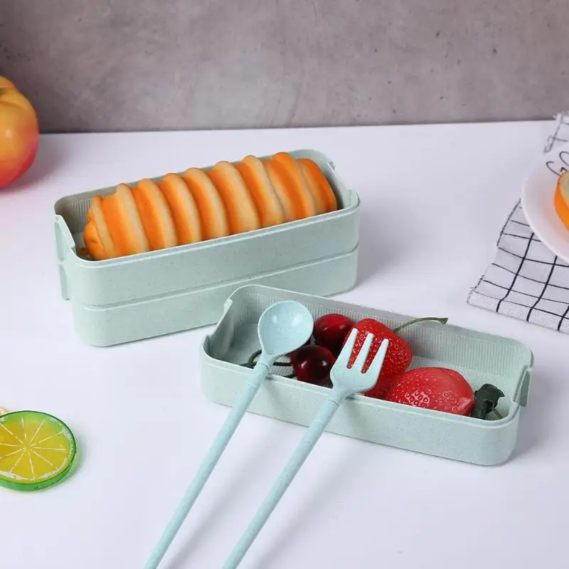 900 мл здоровый материал Ланч-бокс 3 слоя пшеничной соломы Bento коробки микроволновая посуда контейнер для хранения продуктов Ланчбокс