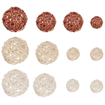 

12Pcs Rattan Balls Chic Decorative Lightweight Layout Supplies Rattan Crafts for Home Aroma Decor Kindergarten Mall Window