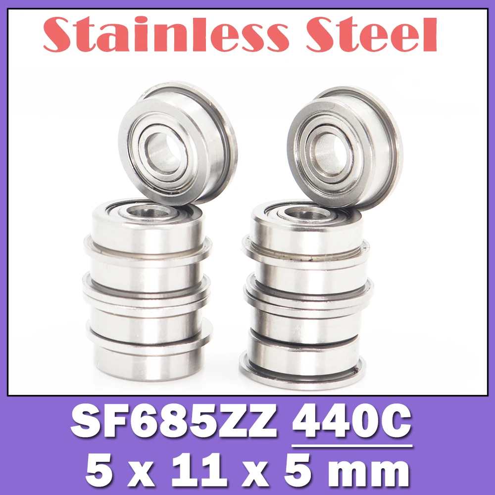 

SF685ZZ Flange Bearing 5*11*5 mm ( 10 PCS ) Double Shielded Stainless Steel Flanged SF685 Z ZZ Ball Bearings F685 DDLF-1150 Z