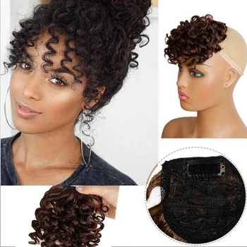

LISI GIRL Perverted Curly Fake Bangs Hairpin Natural Synthetic Hair Extension Piece For Natural Hair Bangs Hair Extension