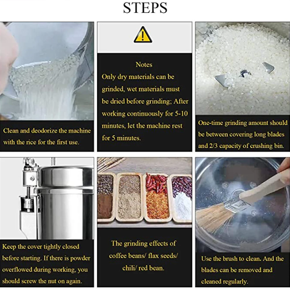 800G Herb Grinder Coffee Machine Grain Spices Mill Medicine Wheat Mixer Dry Food Grinder Big Capacity Stainless Steel 4