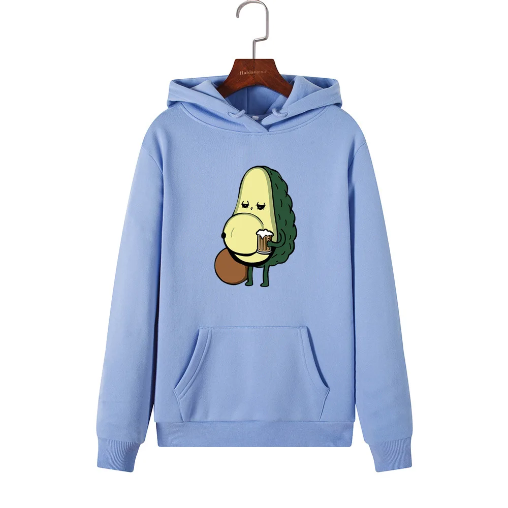 SINGRAIN Fat Avocado, Женская толстовка с капюшоном, зимняя, теплая, Poleron, Harajuku, уличная, негабаритных размеров, худи с милым принтом авокадо, толстовка с капюшоном