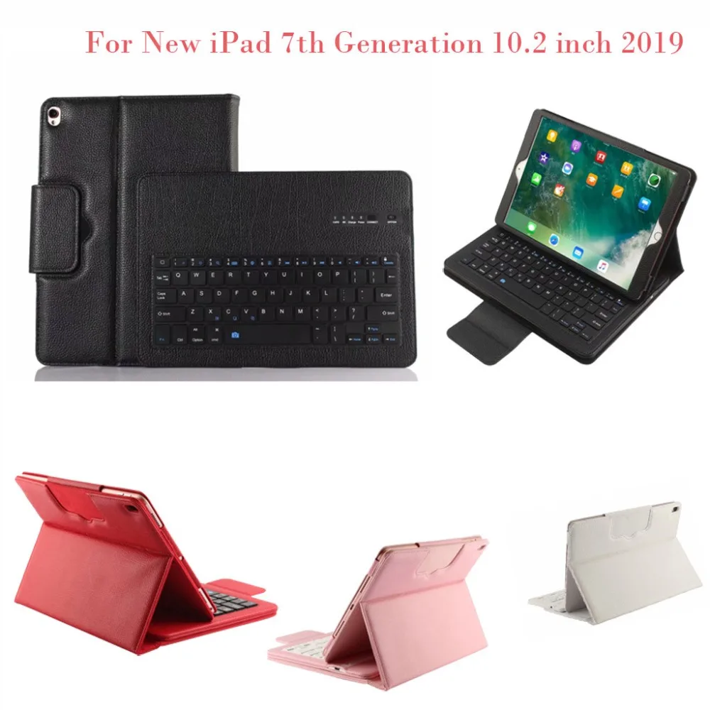 Для нового iPad 7th поколения 10,2 дюймов Съемный Bluetooth клавиатура чехол Кожаный чехол-портмоне с откидной крышкой проста в использовании хорошее ощущение прикосновения
