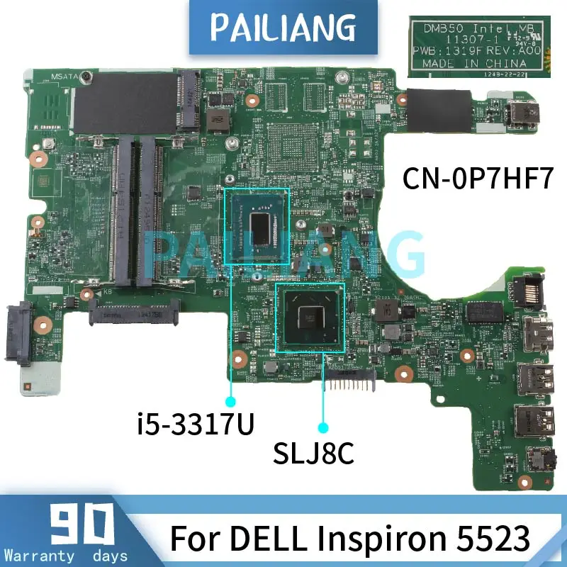 PAILIANG Laptop motherboard For DELL Inspiron 5523 i5-3317U Mainboard 11307-1 CN-0P7HF7 SR0N8 DDR3 tesed | Компьютеры и офис