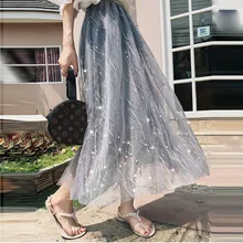 MIARHB юбки для женщин s эластичная высокая талия сетка миди юбка Длинная женская s макси юбка-пачка размера плюс женская Faldas Mujer Moda