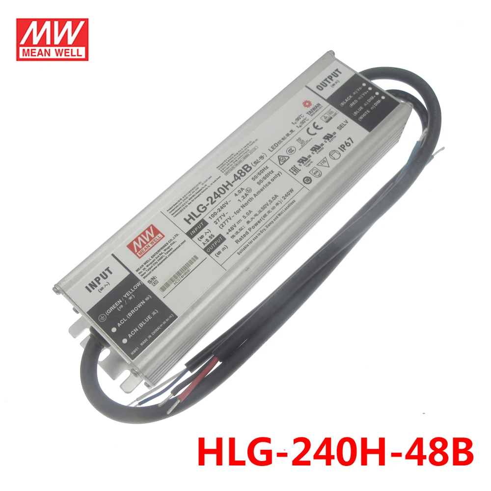 

Dimmable HLG-240H-48B Meanwell LED Driver For 240w 48V 5A Quantum LED Lamp Board LED Grow Light Power Supply