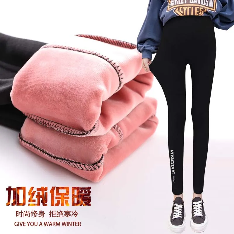 

2019 New Style Leggings for Pregnant Woman Winter Pants Outer Wear Brushed And Thick Warm Maternity Pants Winter Pregnant WOMEN'