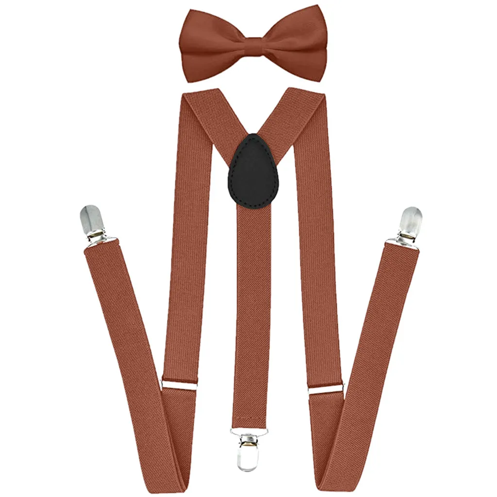 Регулируемые подтяжки для мужчин Мода Защита для колена с бабочкой набор мальчиков женщин взрослых Регулируемый эластичный галстук-бабочка