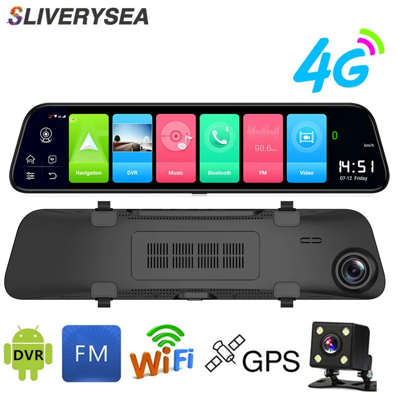 

12" Full FHD Screen Rearview Mirror Camera 4G Android 8.1 GPS Navi Bluetooth WIFI ADAS Video Recorder Dual Lens Dash Cam