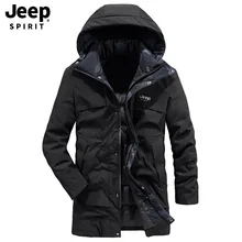 Бренд JEEP SPIRIT, зимний пуховик для мужчин, модный, с капюшоном, воротник, средней длины, толстая, теплая ветровка, зимнее пальто для мужчин, Ropa Hombre